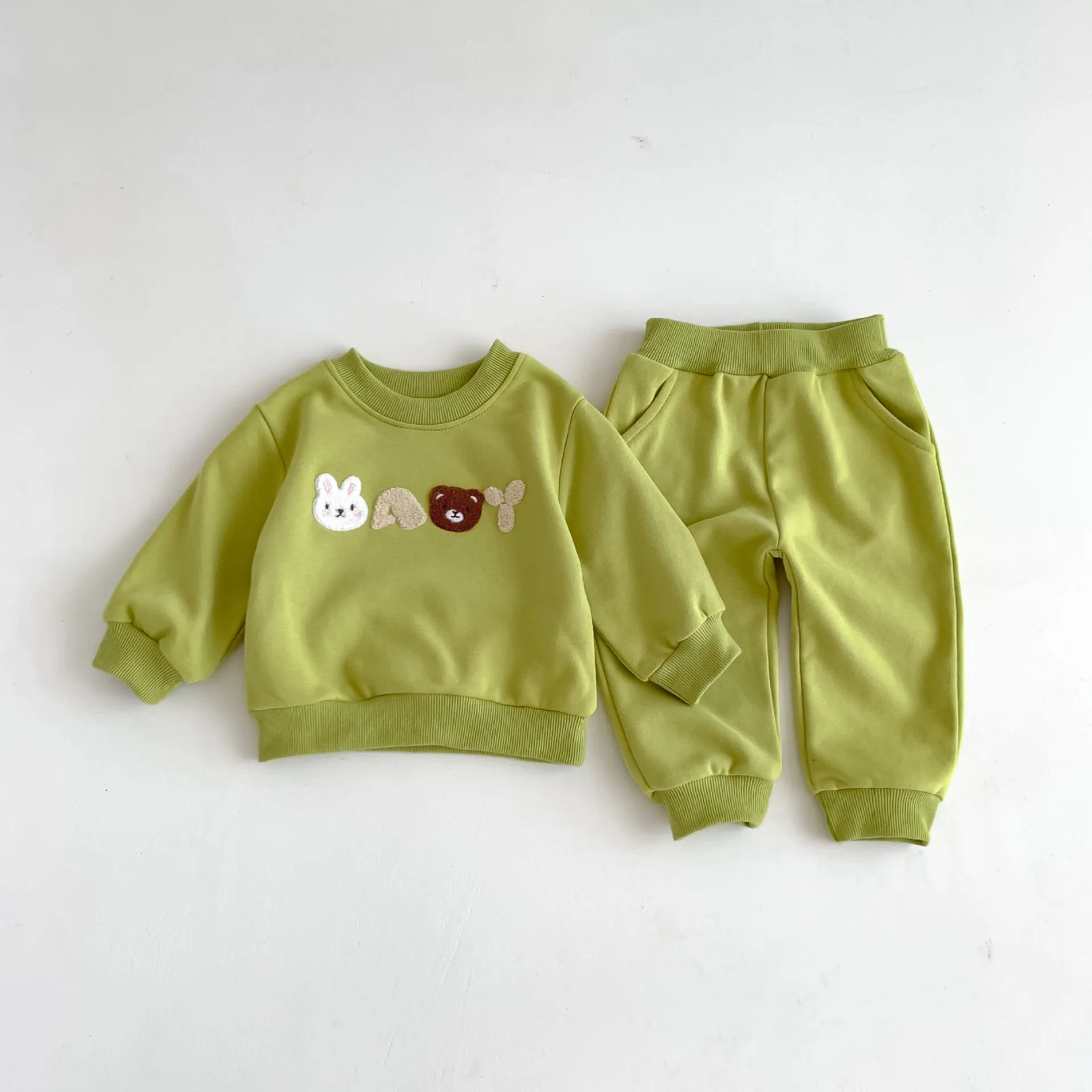 2 Pieces Set Baby Kid Girls Boys Cartoon Hoodies Sweatshirts And Solid Color Pants Wholesale 23101913