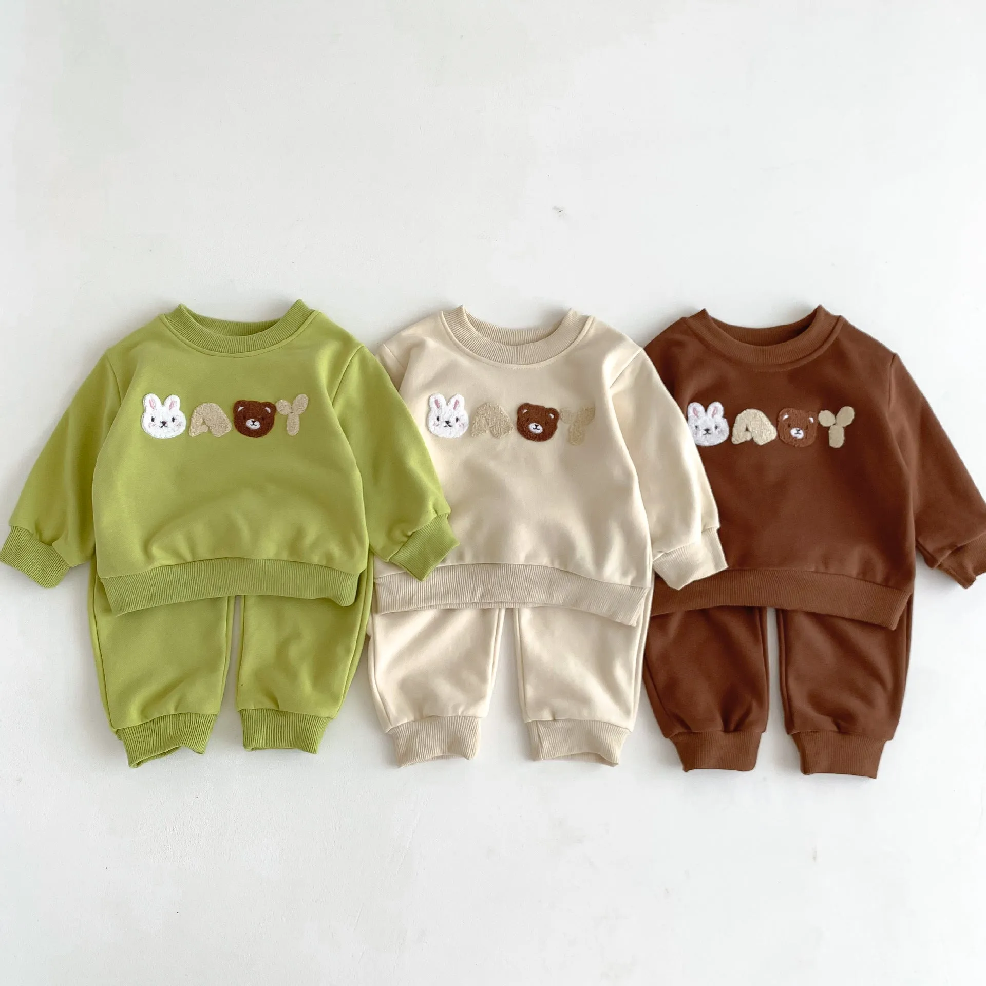 2 Pieces Set Baby Kid Girls Boys Cartoon Hoodies Sweatshirts And Solid Color Pants Wholesale 23101913