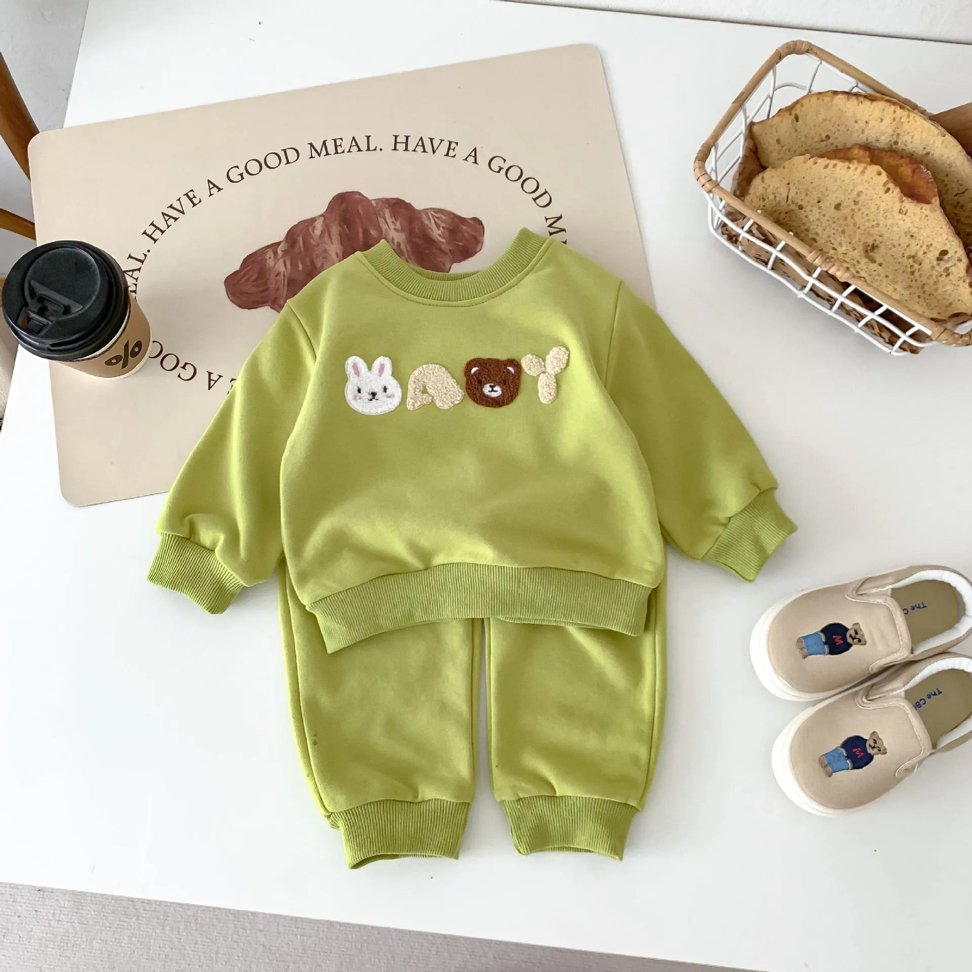 2 Pieces Set Baby Kid Girls Boys Cartoon Hoodies Sweatshirts And Solid Color Pants Wholesale 23101913