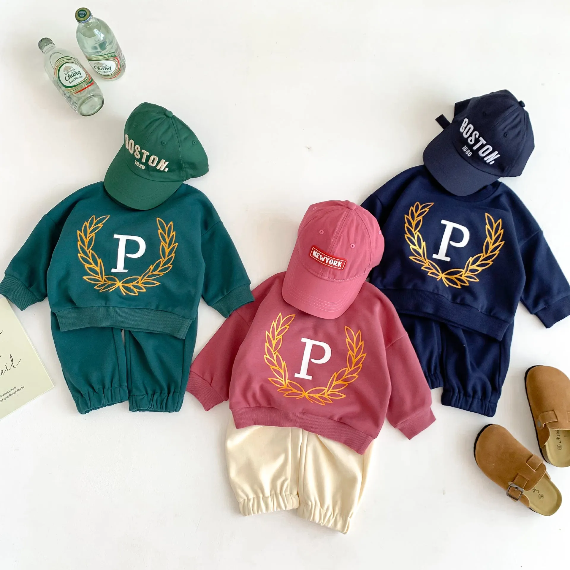 2 Pieces Set Baby Kid Girls Boys Sports Letters Hoodies Sweatshirts And Solid Color Pants Wholesale 23101909