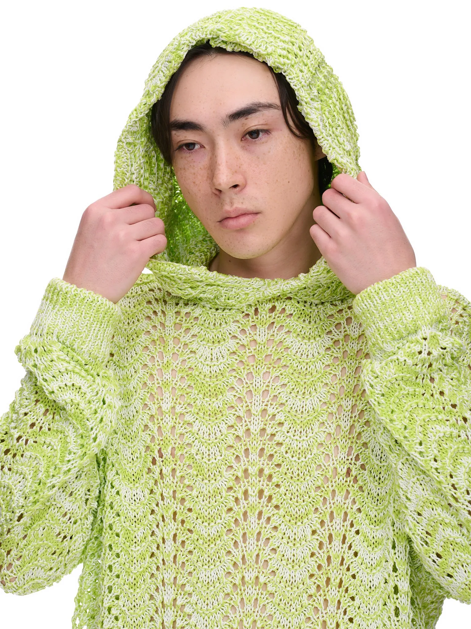 Acid Knit Hoodie (KN009-ACID-GREEN-IVORY)