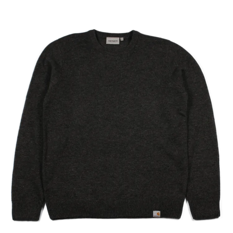 Allen Sweater 80/20% Lambswool Black Heather