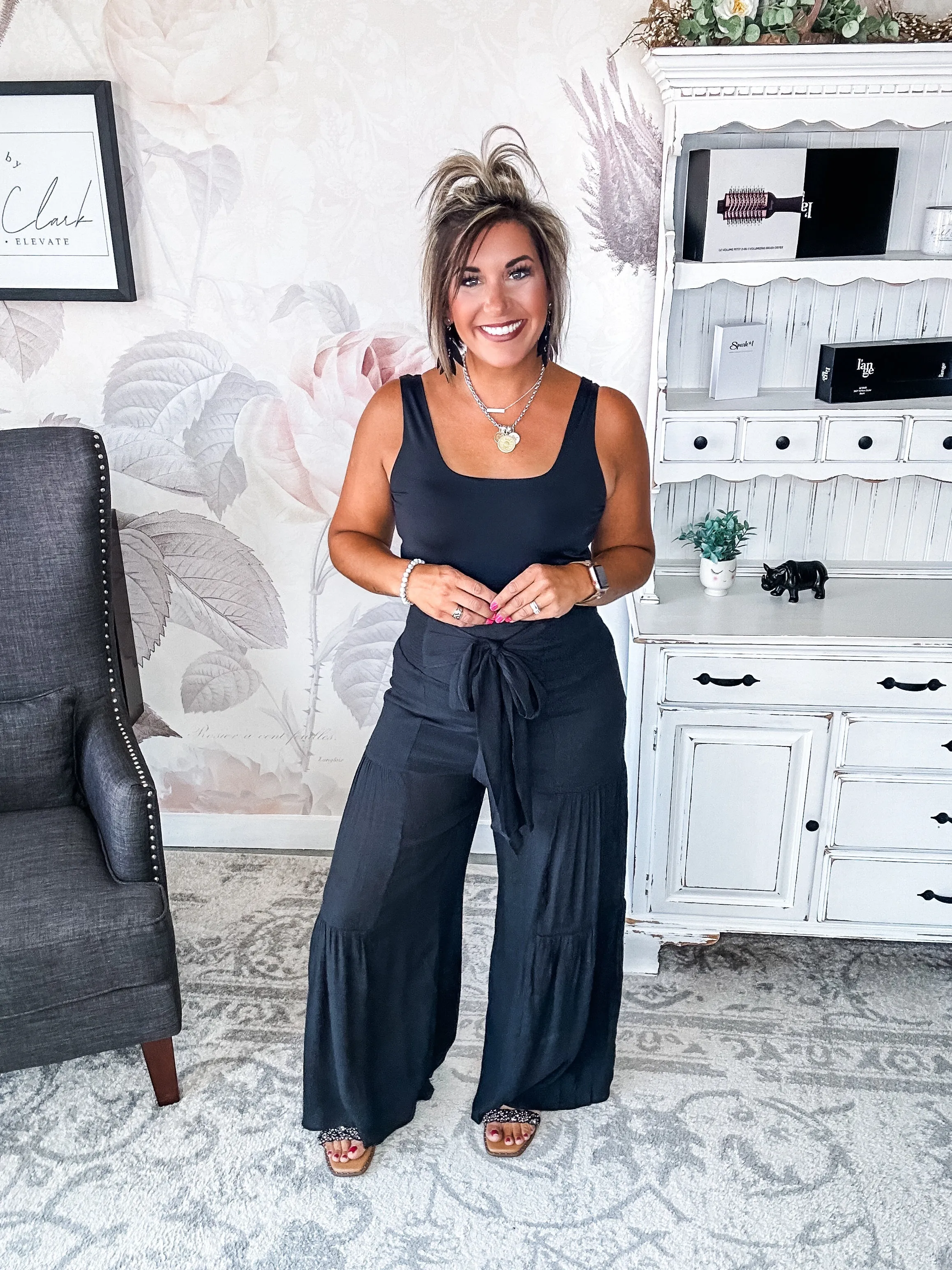 Ampersand Avenue Tiered Boho Pants - Black