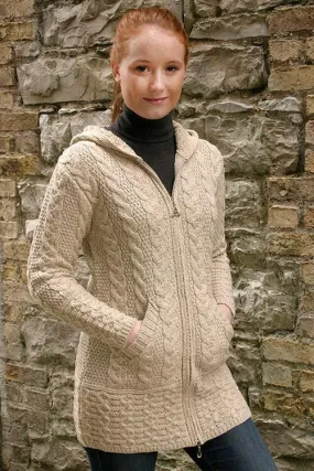 Aran Long Zipper Sweater with Hood