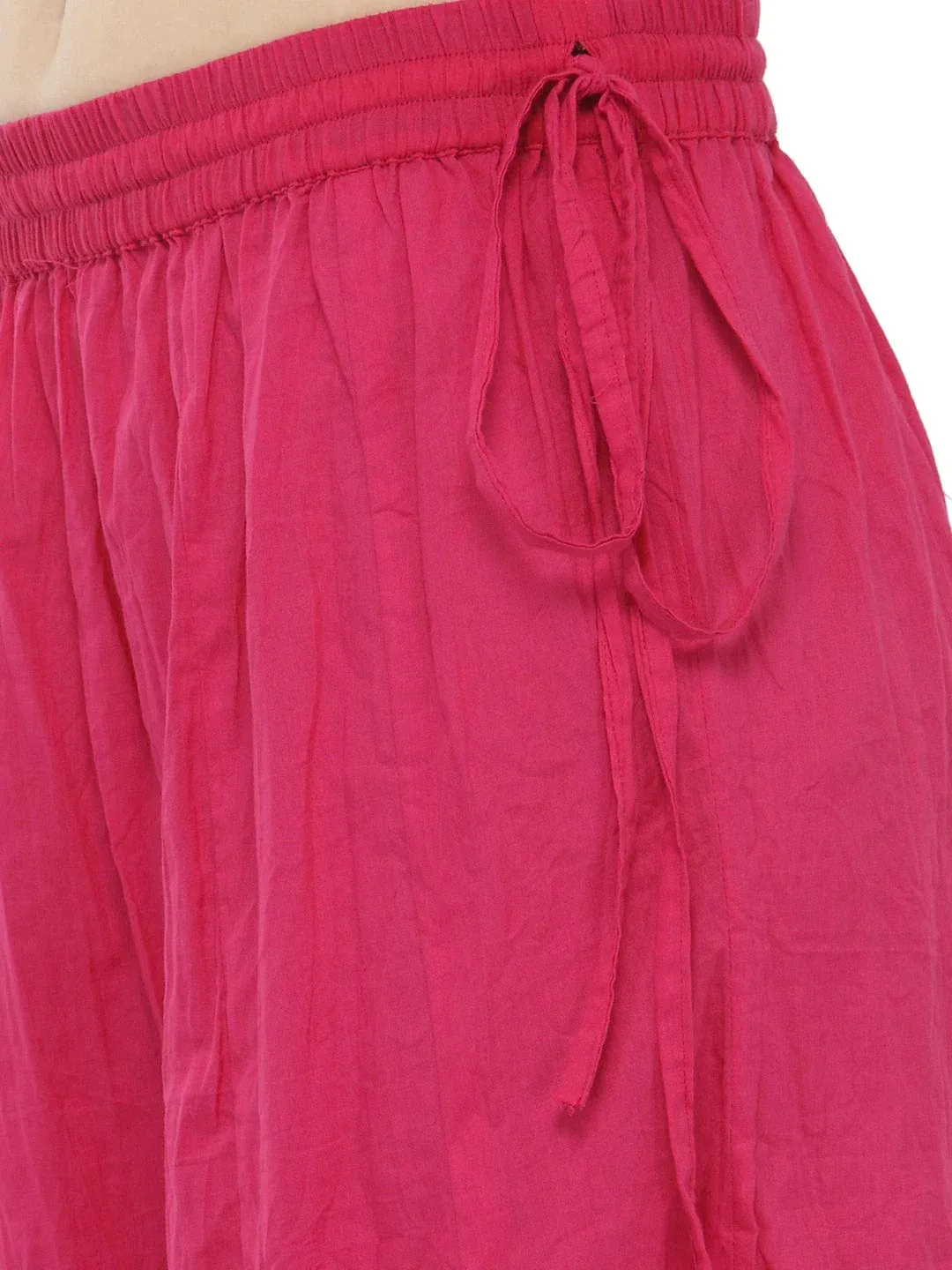 Attractive Bright Pink Crush Cotton Palazzo