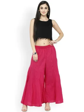 Attractive Bright Pink Crush Cotton Palazzo