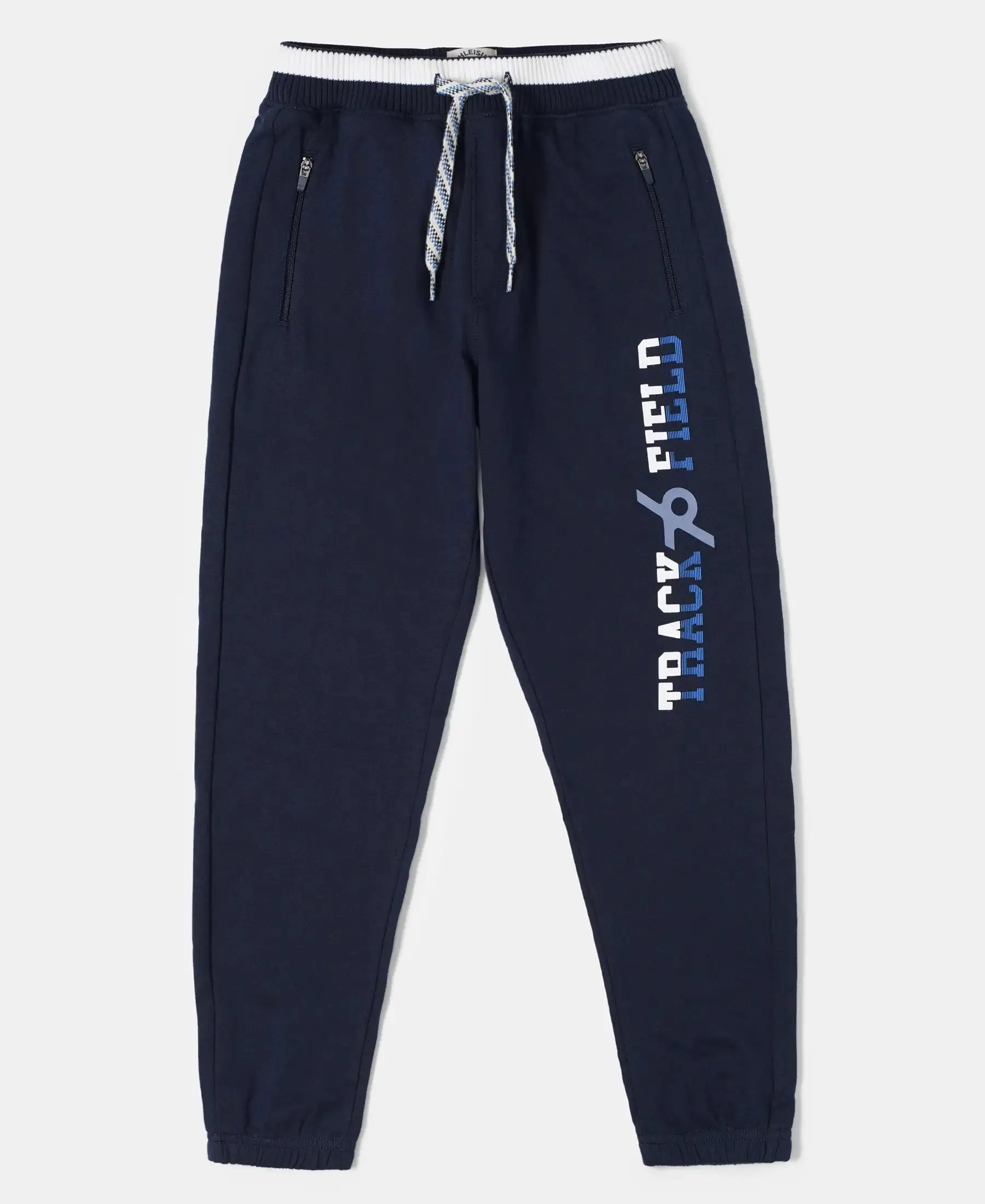 Boy's Super Combed Cotton Rich French Terry Graphic Printed Joggers with Elasticated Hem - Navy