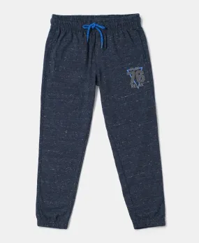 Boy's Super Combed Cotton Rich Graphic Printed Joggers with Elasticated Hem - Blue Snow Melange