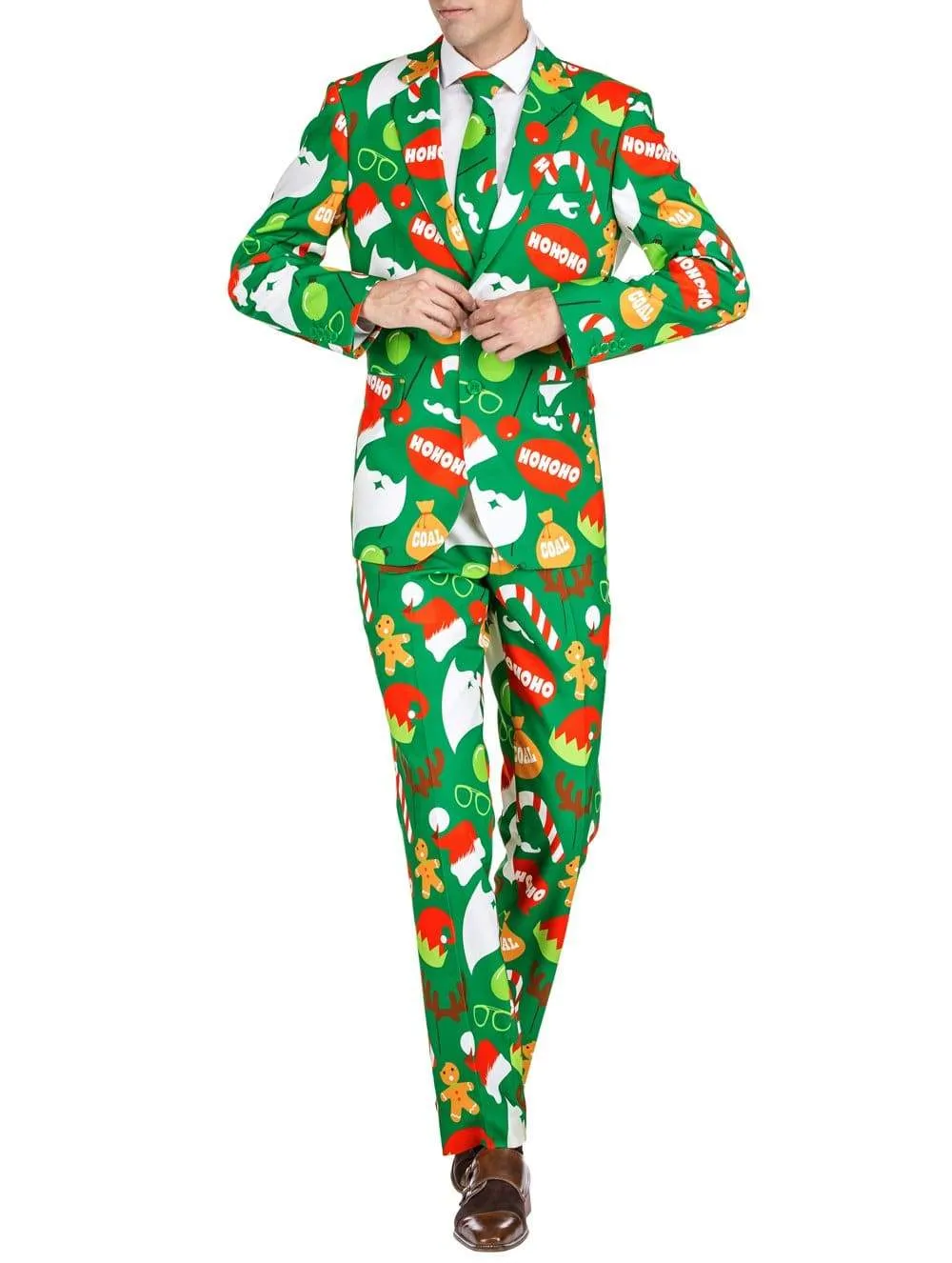 Braveman Men's Classic Fit Ugly Christmas Suits with Matching Tie