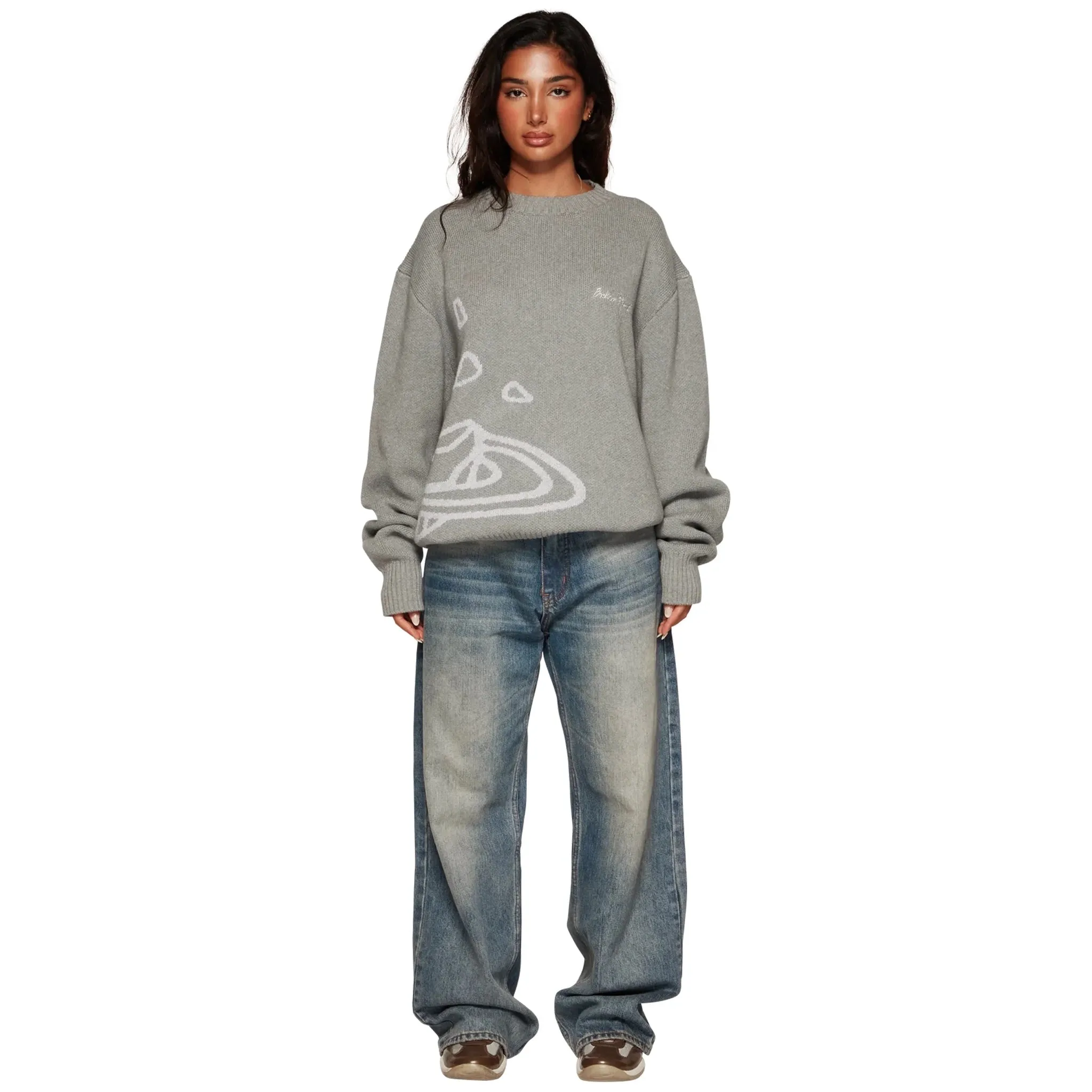 Broken Planet Heather Grey Planet Knit Sweatshirt