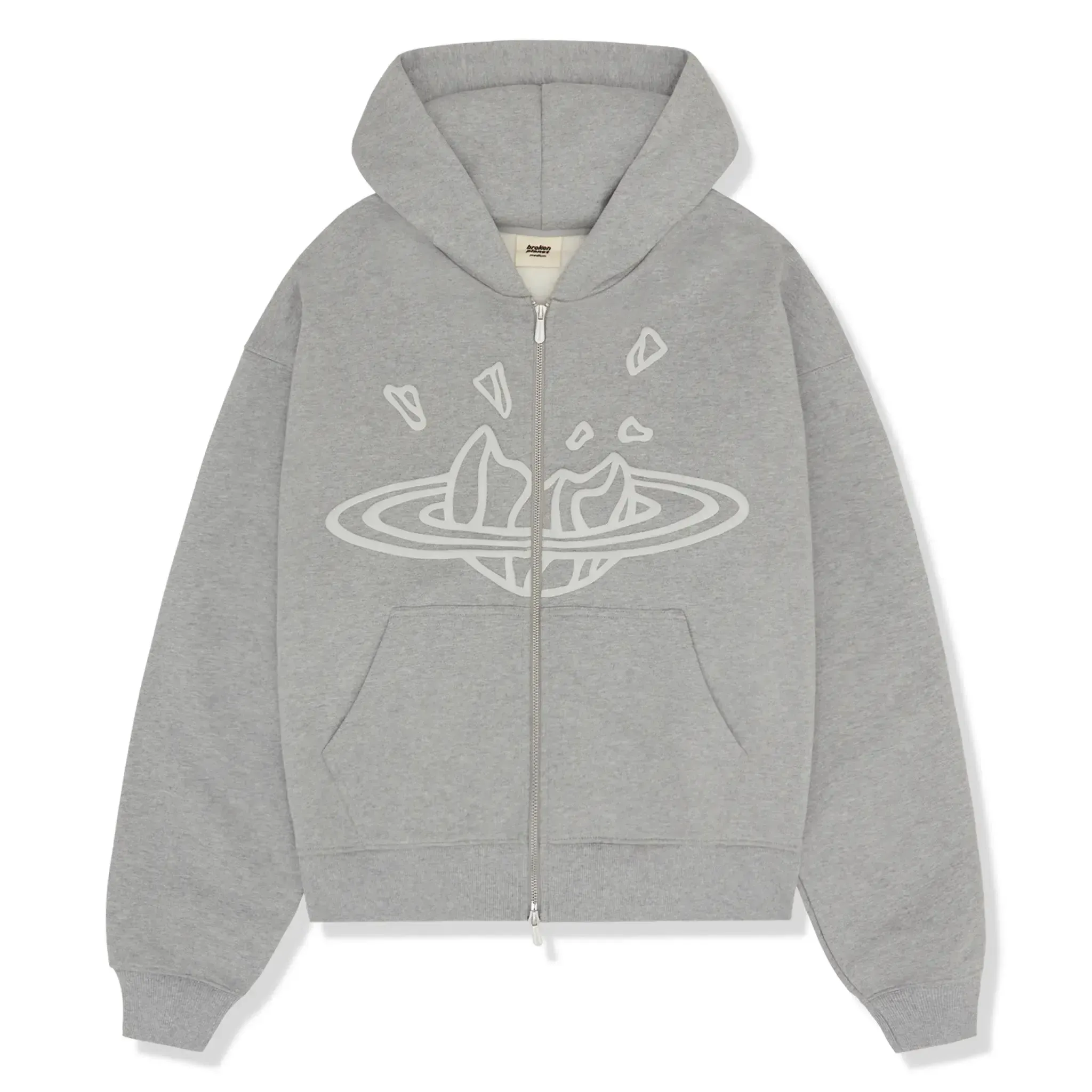 Broken Planet Zip-Up Heather Grey Hoodie