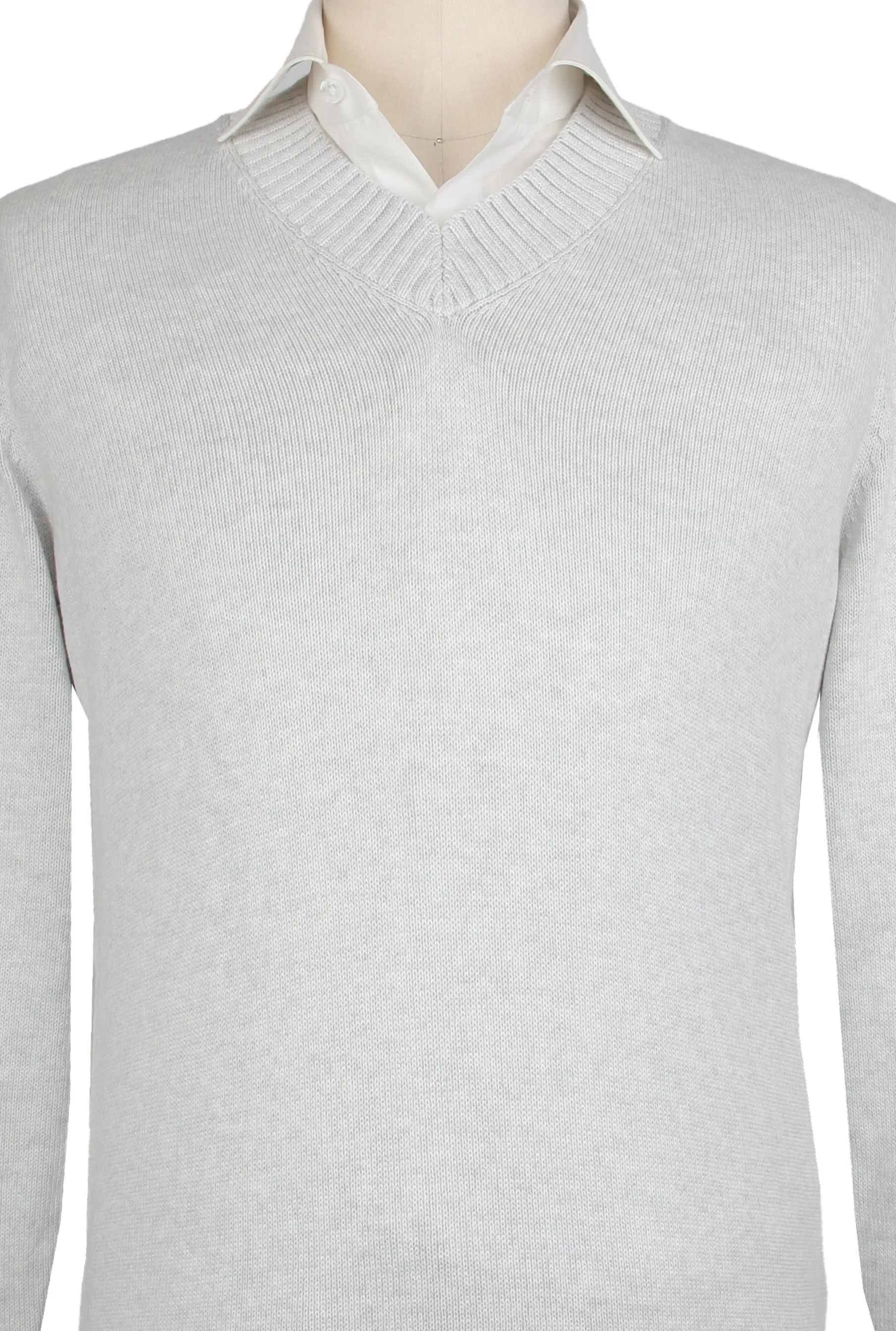 Brunello Cucinelli Light Gray V-Neck Sweater