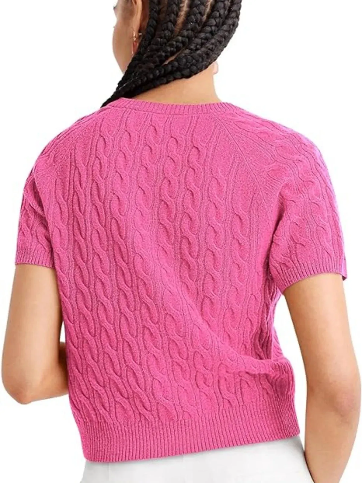 Button Crew Neck Elegant rendy Solid Color Knitted Sweater