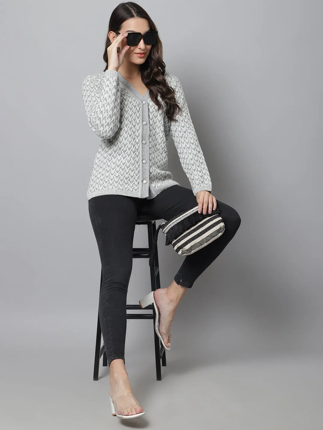 Cantabil  Women Grey Sweater