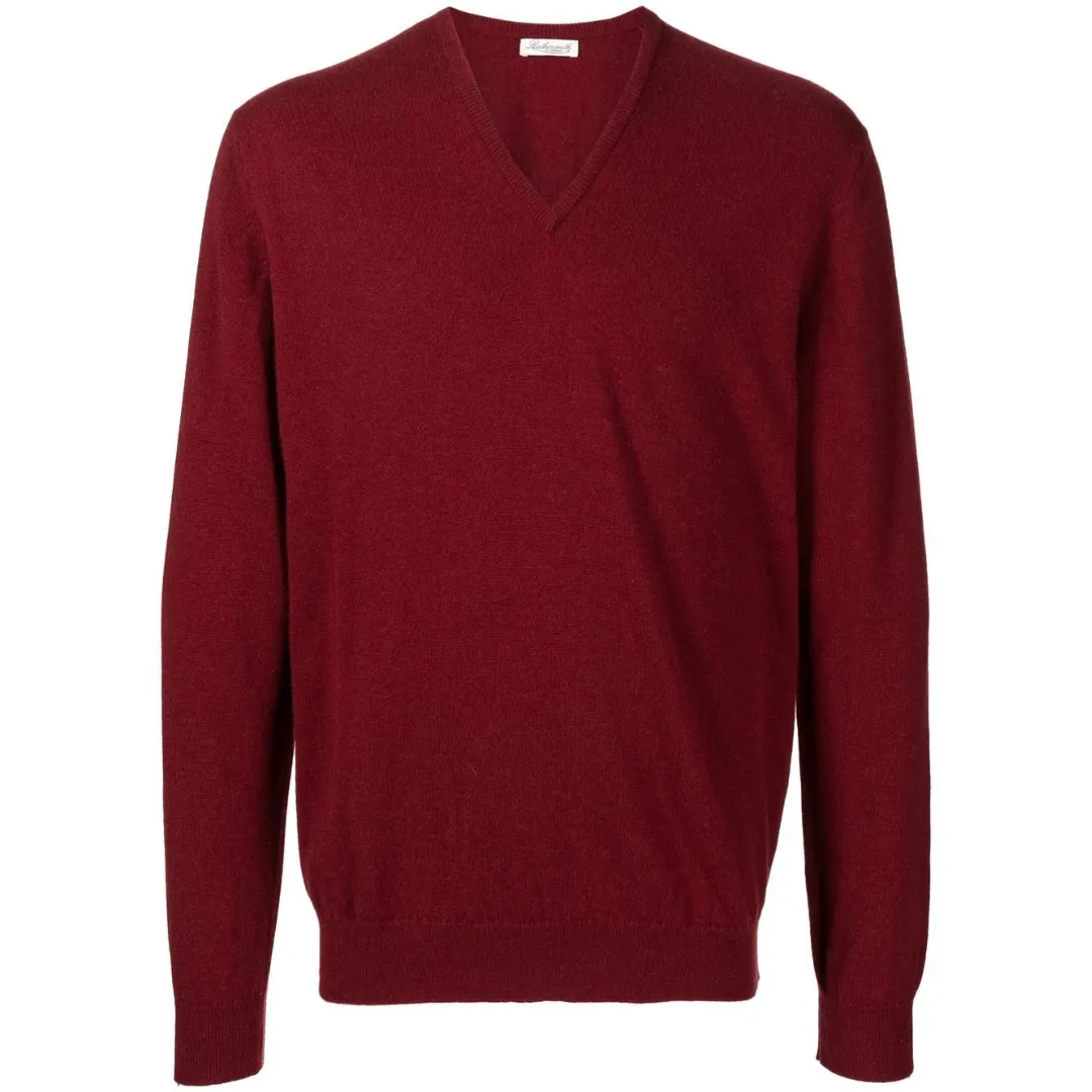 CASHMERE V-NECK SWEATER BURGUNDY