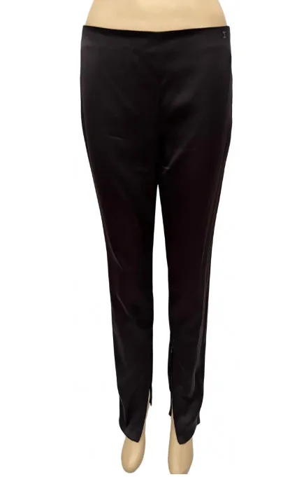 Chanel 07P 2007 Spring Black Silk Satin Pants FR 38 US 4/6