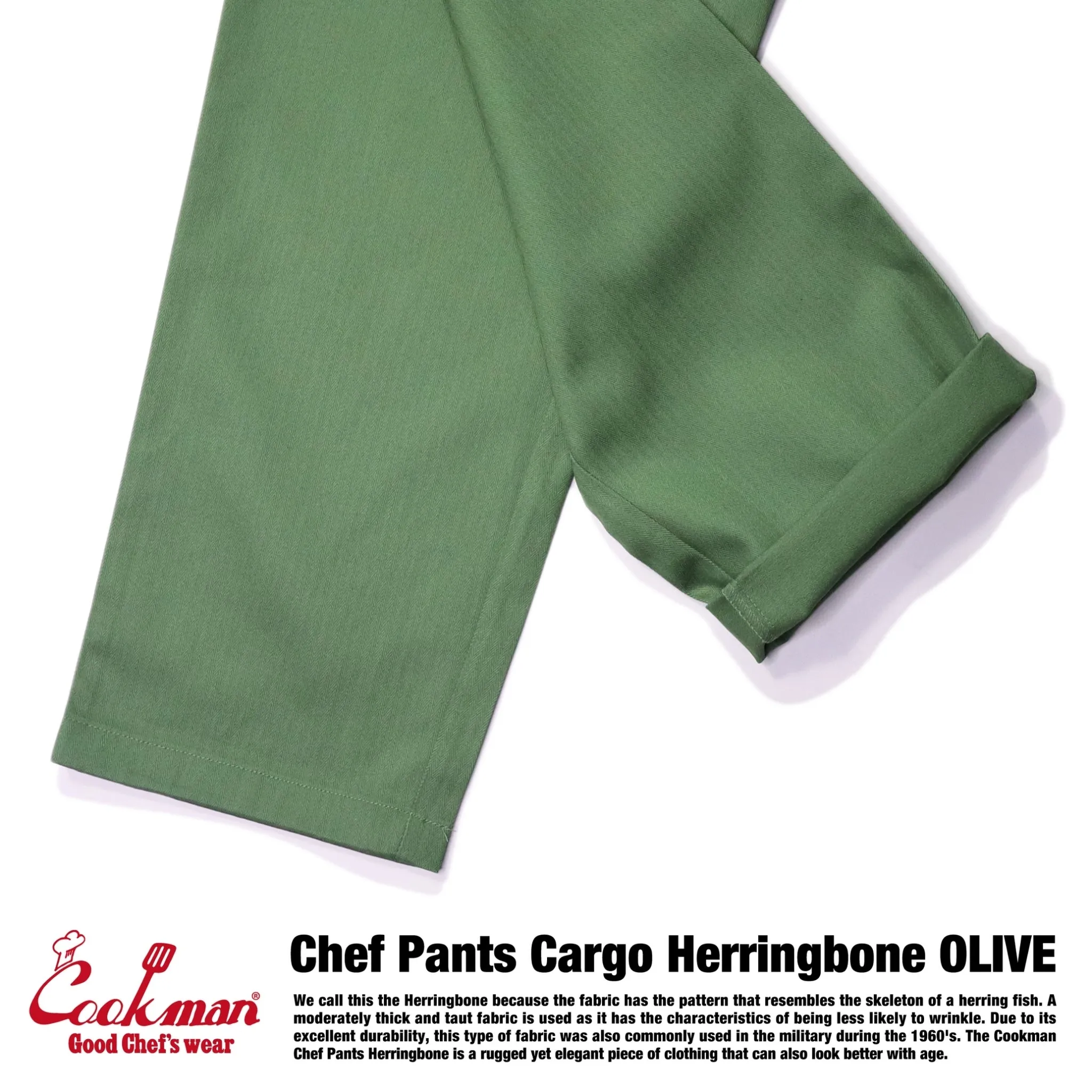 Cookman Chef Pants Cargo - Herringbone : Olive