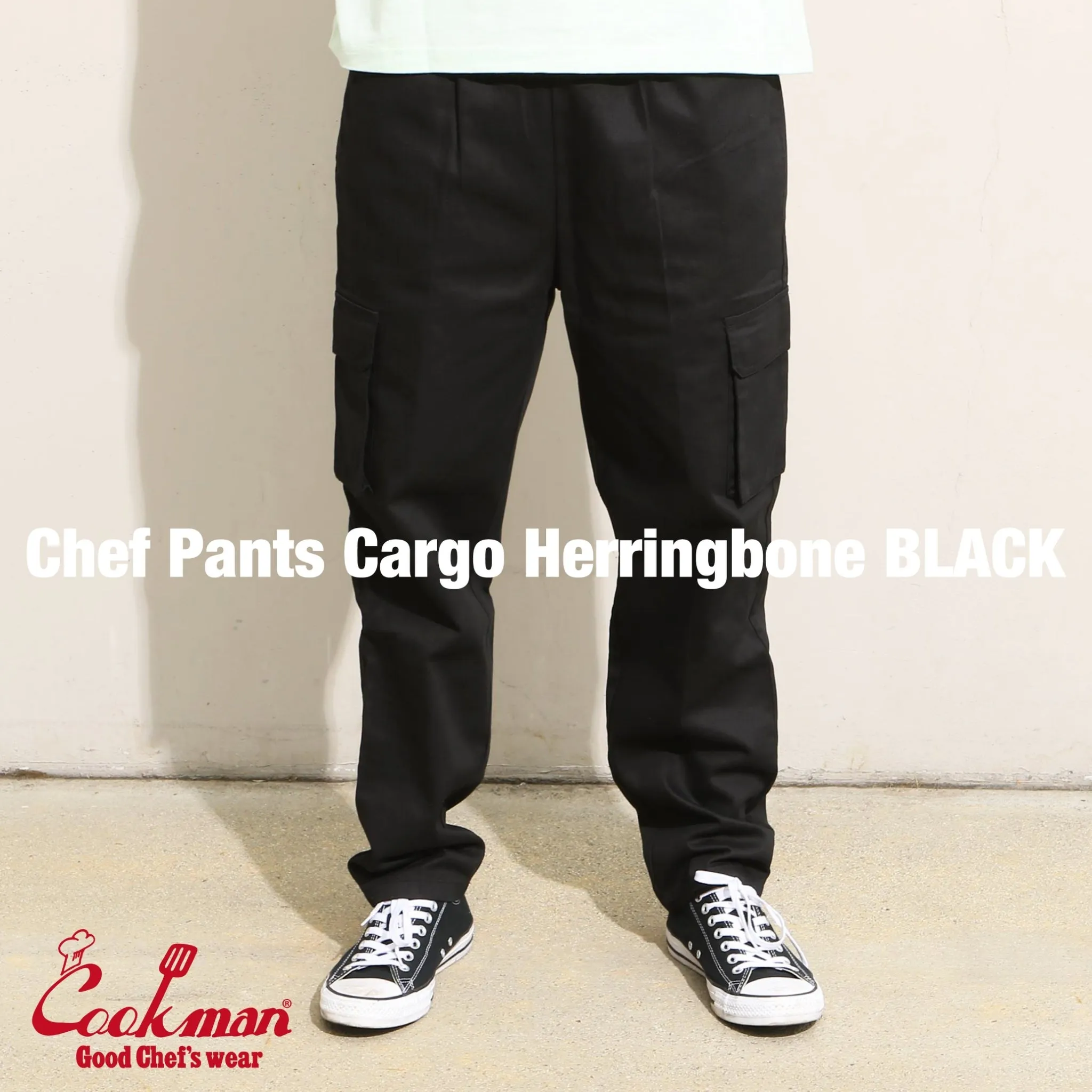 Cookman Chef Pants Cargo - Herringbone : Black