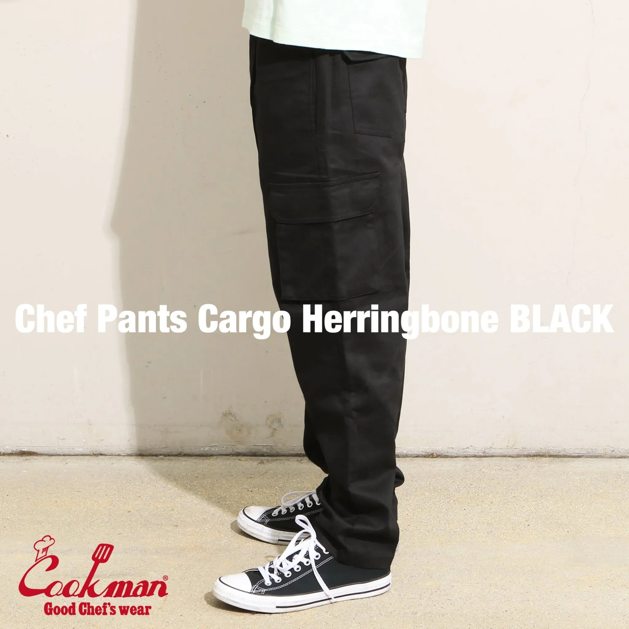 Cookman Chef Pants Cargo - Herringbone : Black