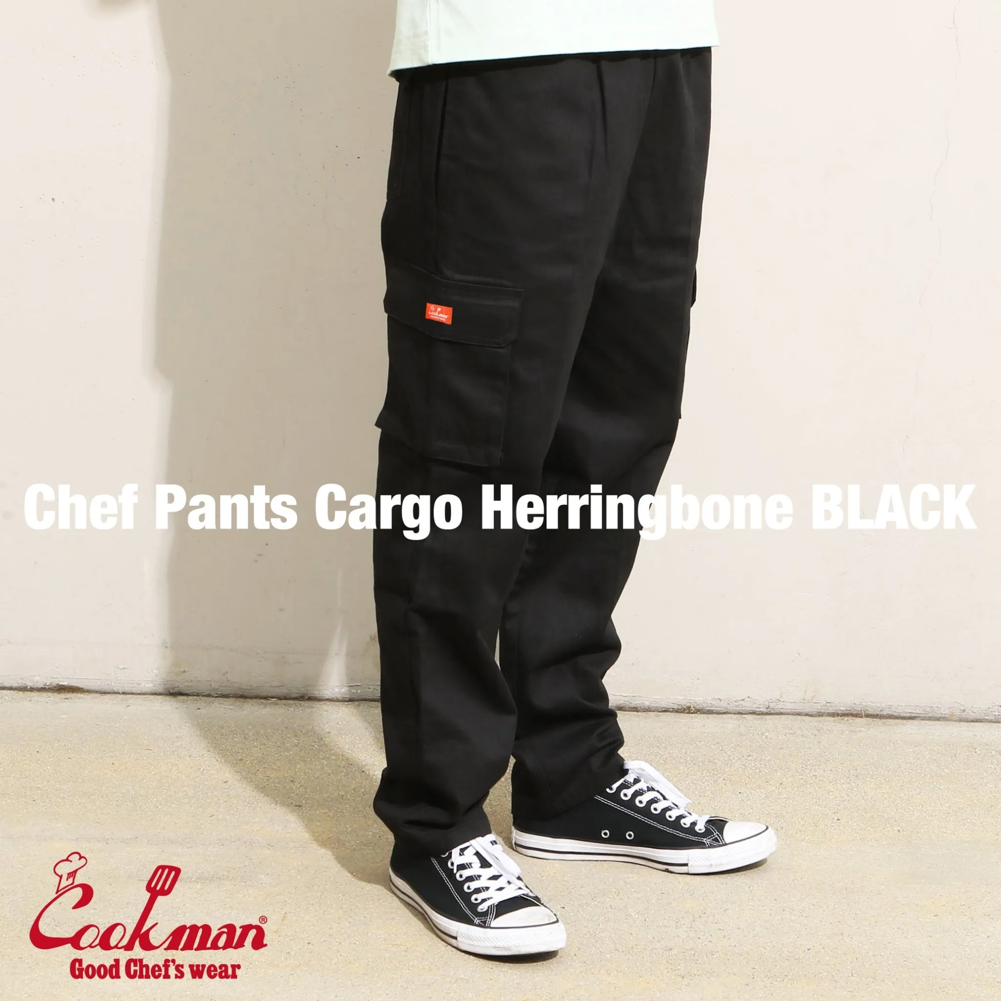 Cookman Chef Pants Cargo - Herringbone : Black