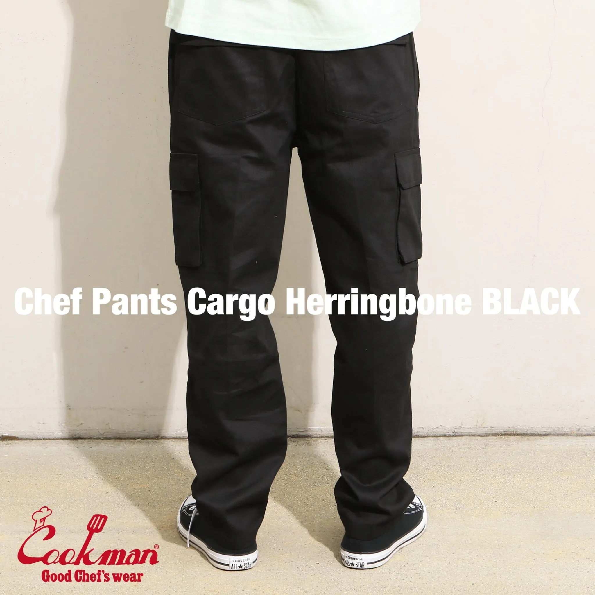 Cookman Chef Pants Cargo - Herringbone : Black