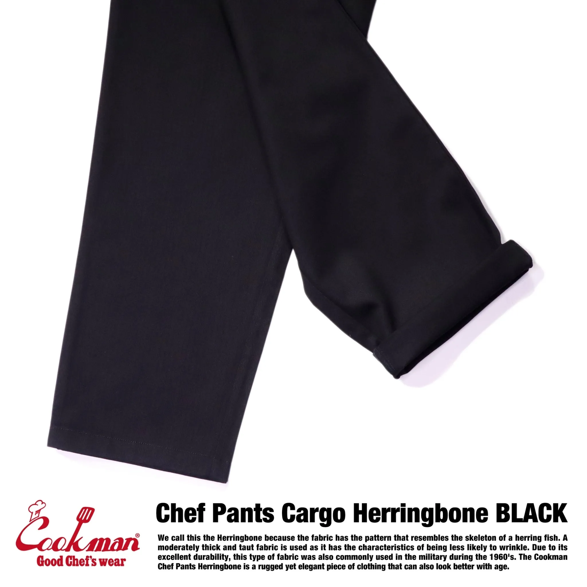 Cookman Chef Pants Cargo - Herringbone : Black