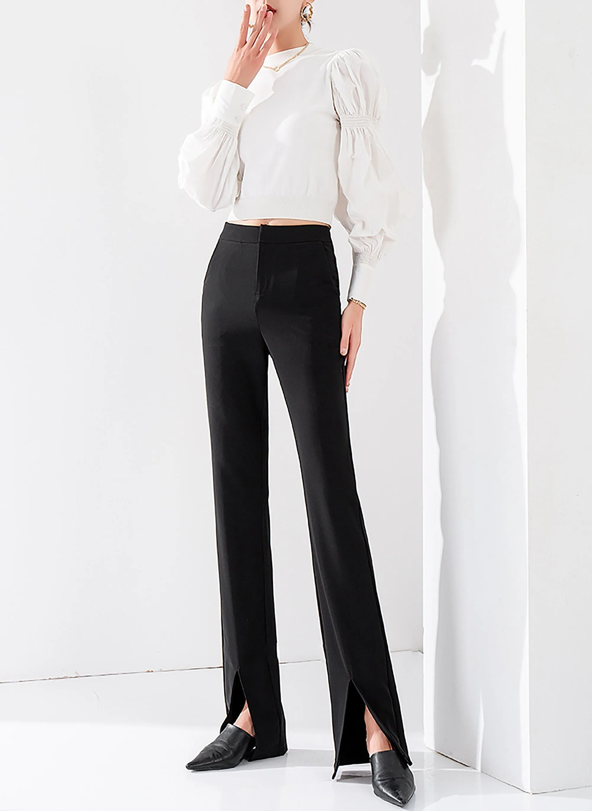 Custom Split-Hem Flare Long Pants