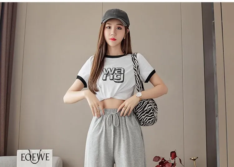 Drawstring Wide Leg Sweatpants dd13