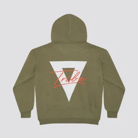 Dvine Tribe White On Red Hoodie - Mid Heather Khaki