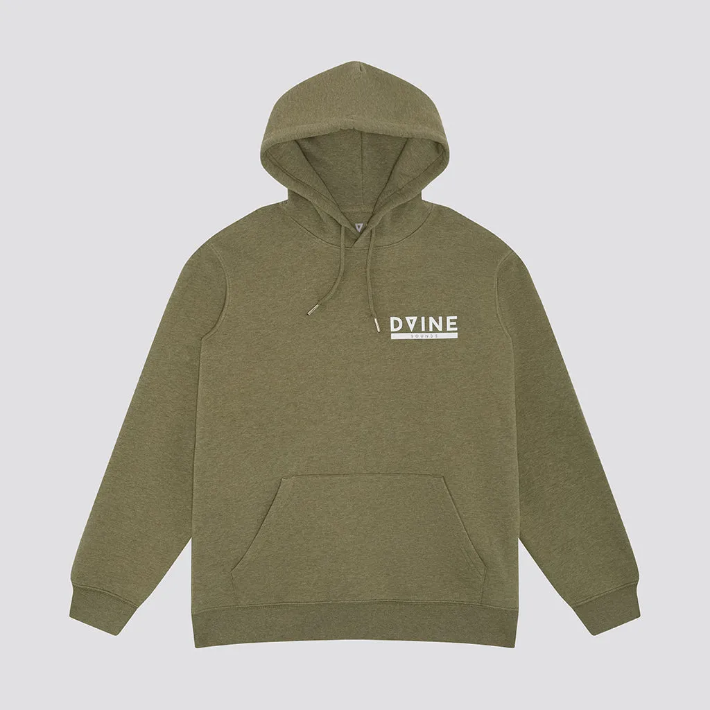 Dvine Tribe White On Red Hoodie - Mid Heather Khaki