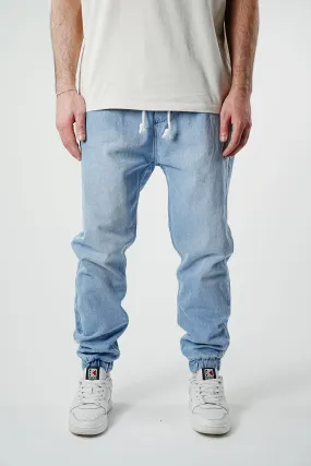 Essential Elasticated Denim Jogger Pants - Blue