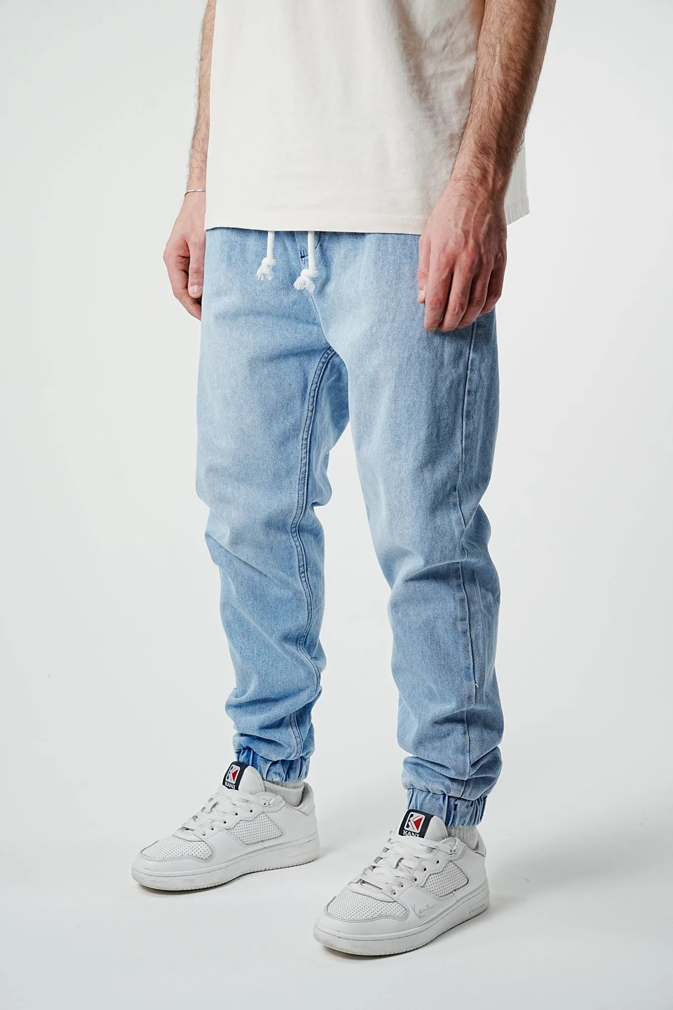 Essential Elasticated Denim Jogger Pants - Blue