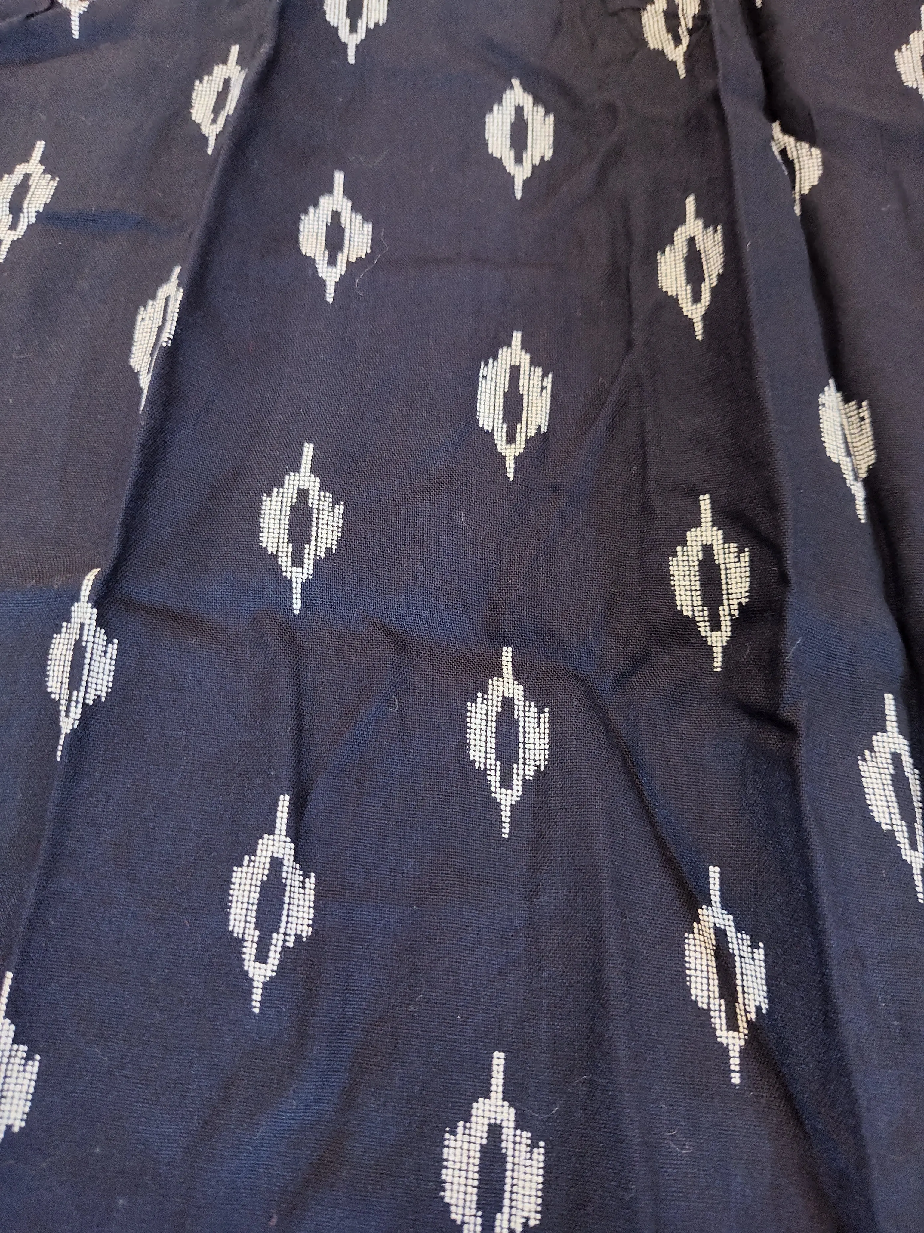 Fabulous Dark Blue Palazzo Pants With White Ikkat Print