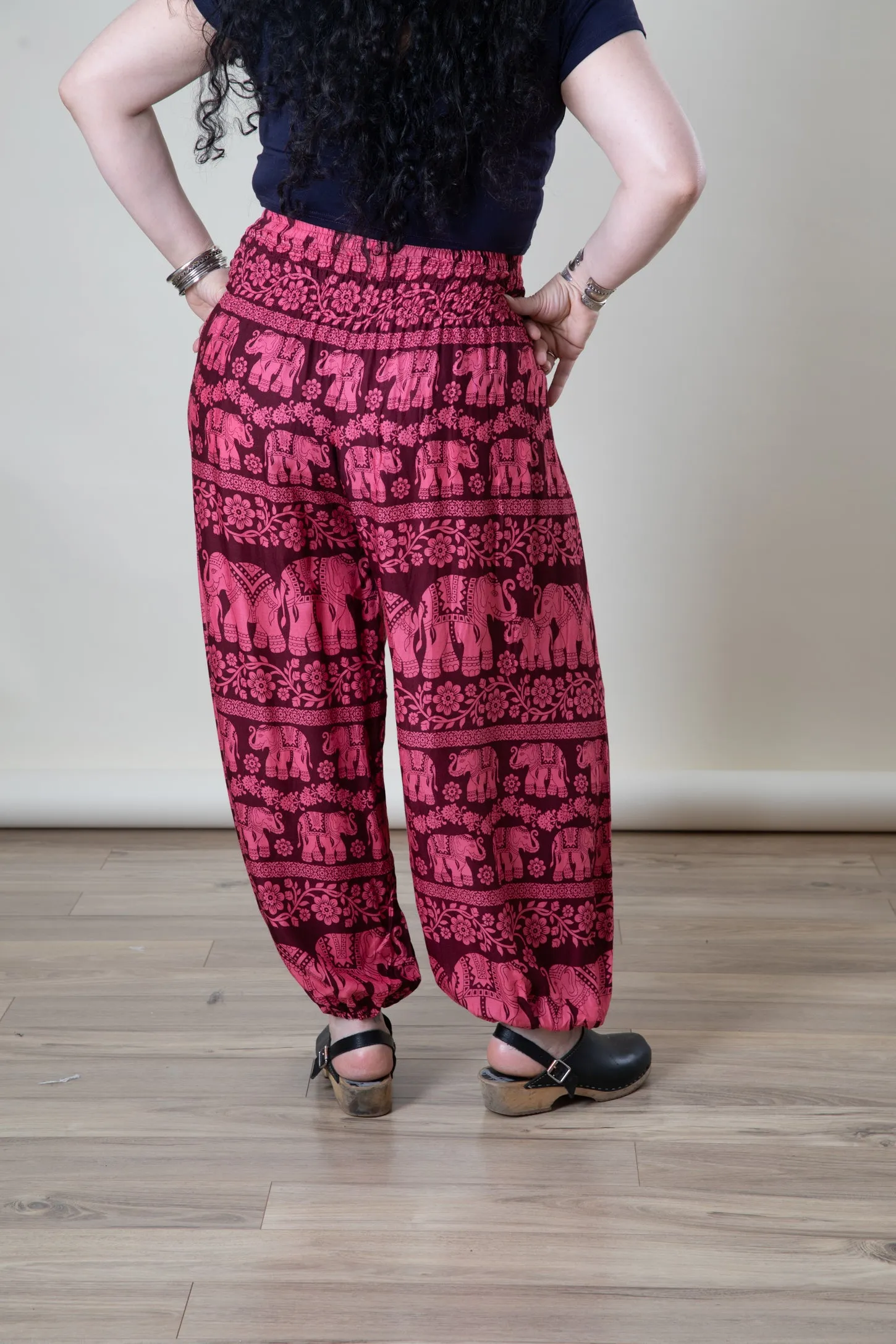 Floral Elephant Harem Pants