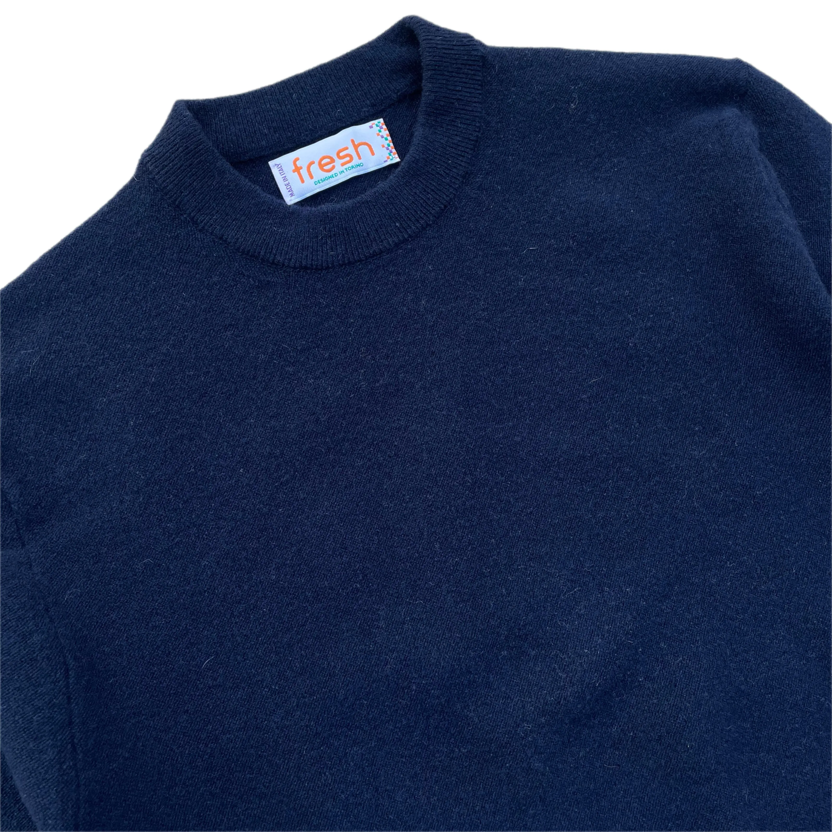 FRESH Crew Neck Wool Sweater Navy