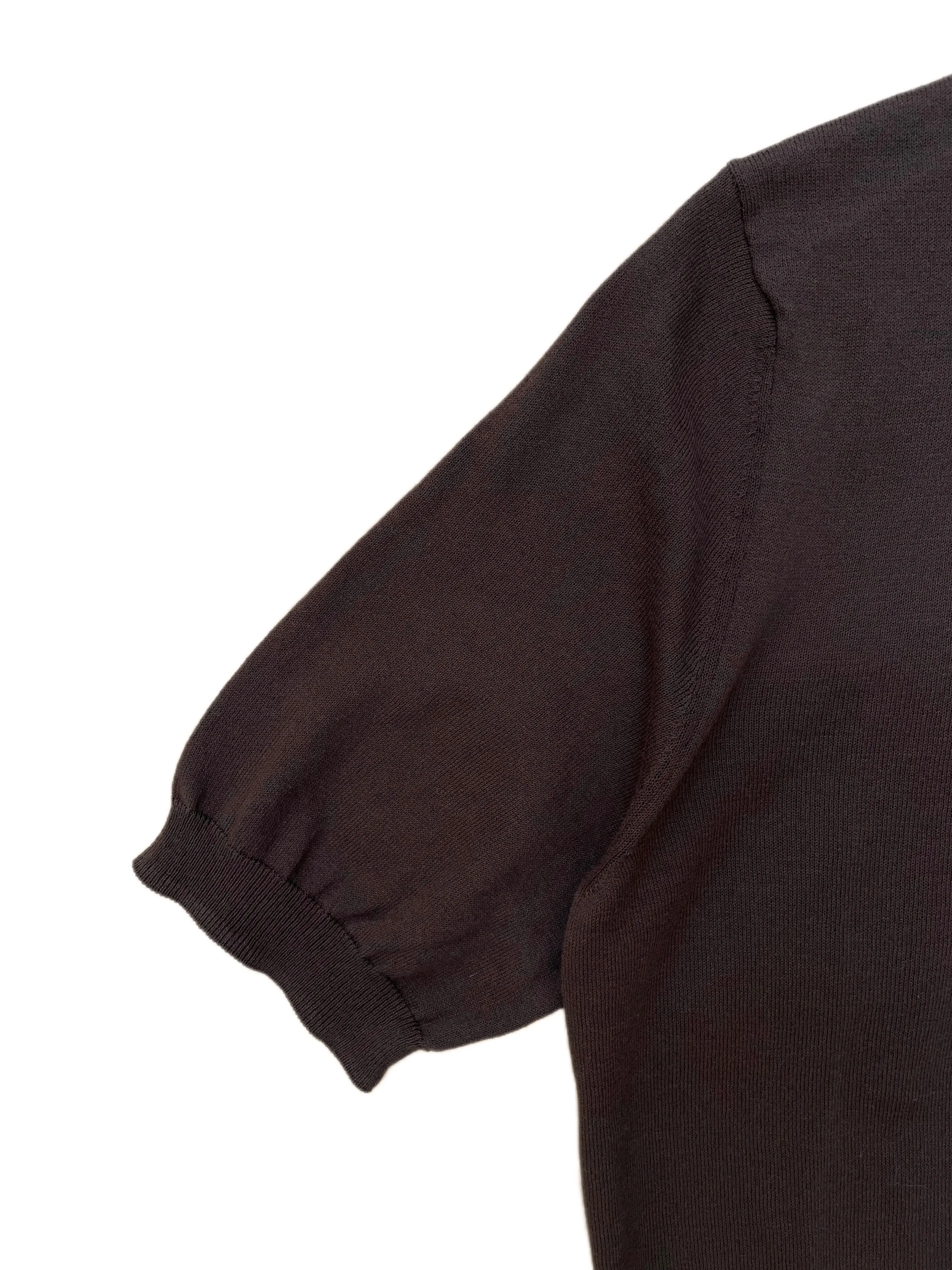 FRESH Extra Fine Crepe Cotton Knitted Polo in Brown