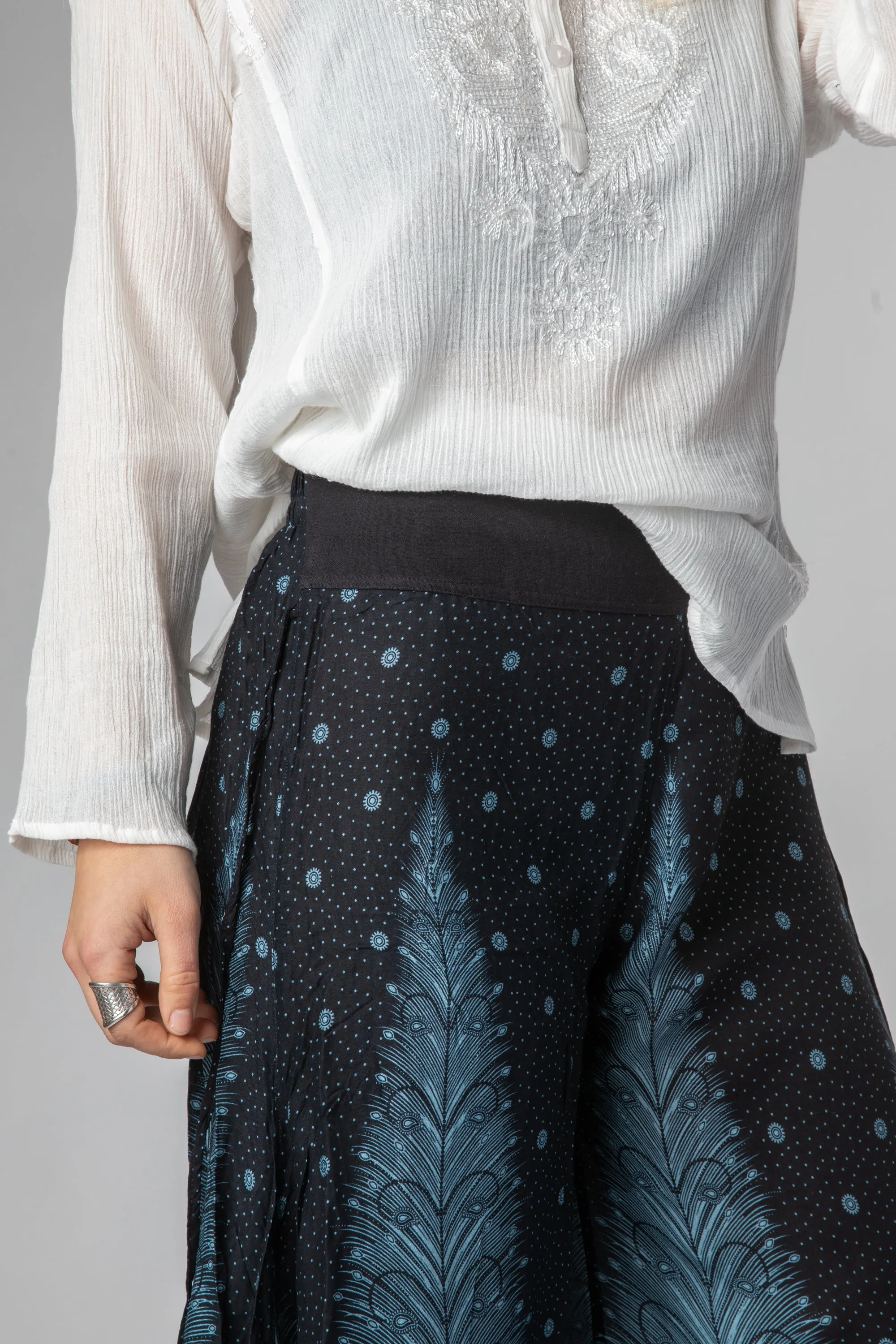 Harmony Feather Print Gaucho Pants