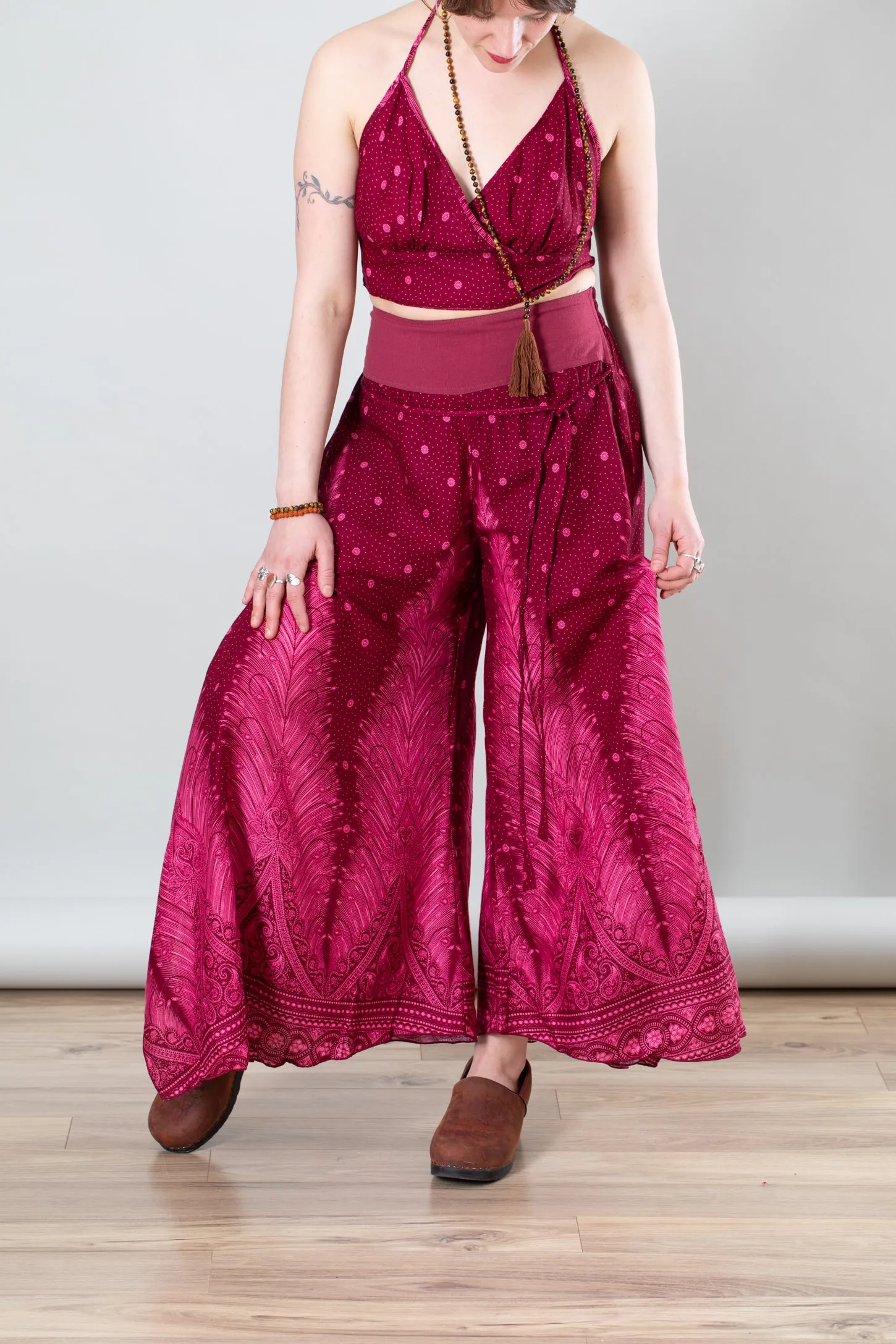 Harmony Feather Print Gaucho Pants