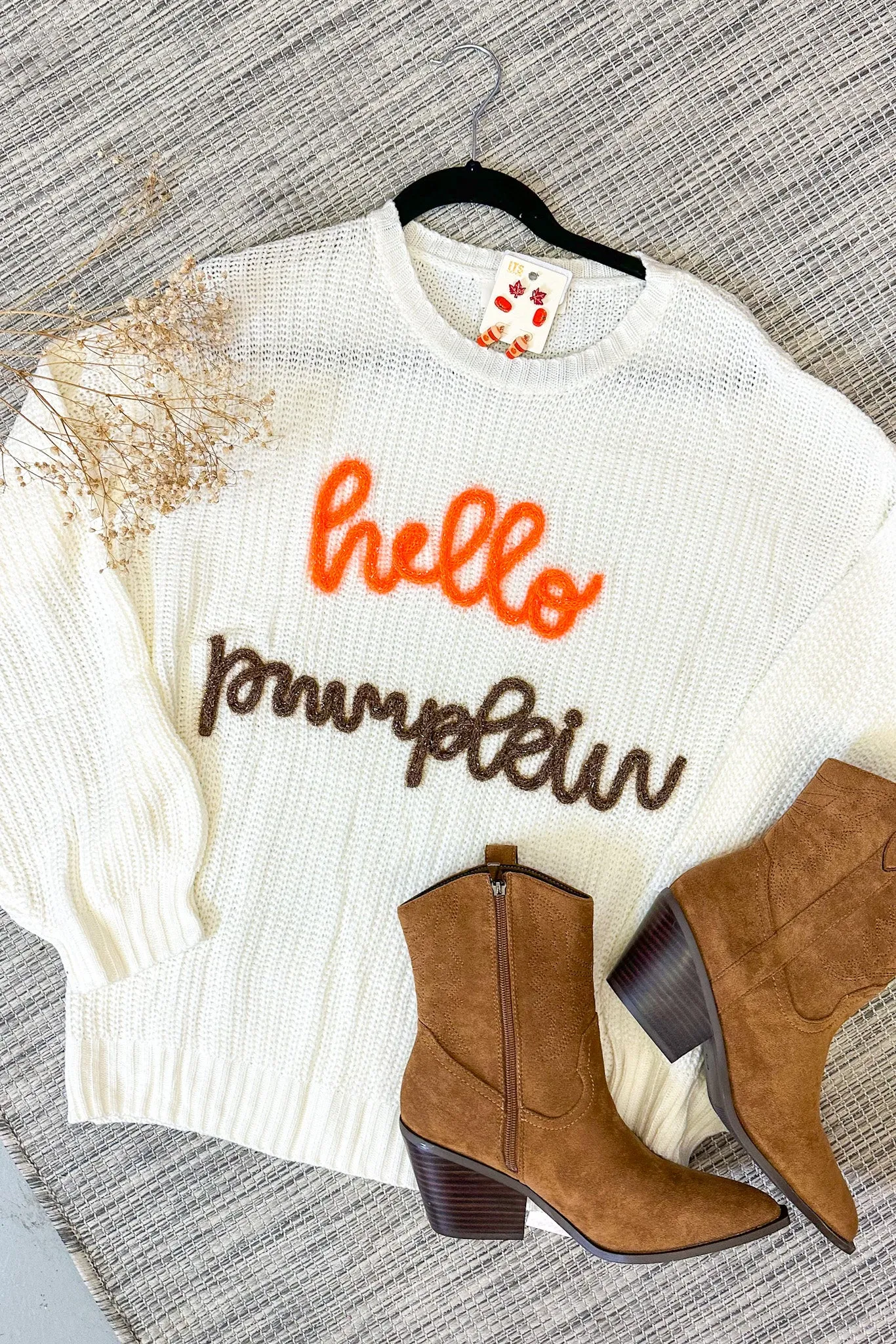 Hello Pumpkin Lettered Sweater Top