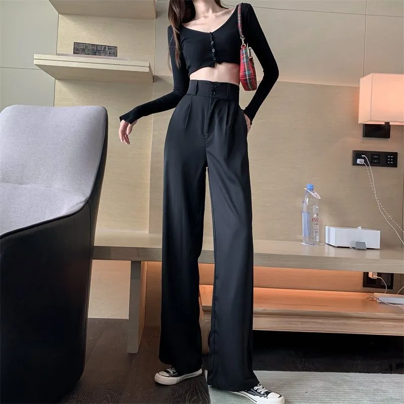 High-Waist Wide-Leg Dress Pants dd18