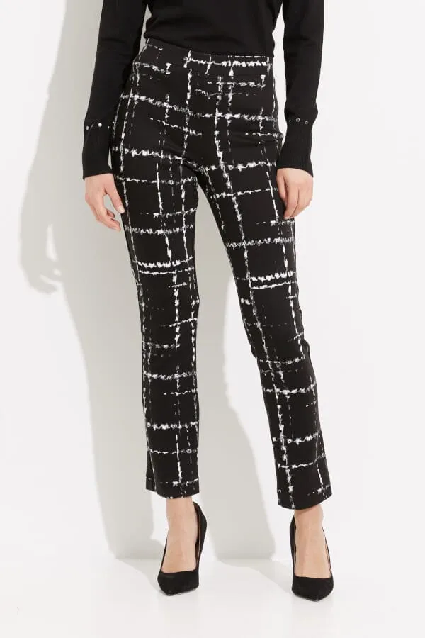 Joseph Ribkoff Black/Multi Plaid Slim-Fit Pants - 233143 (T)