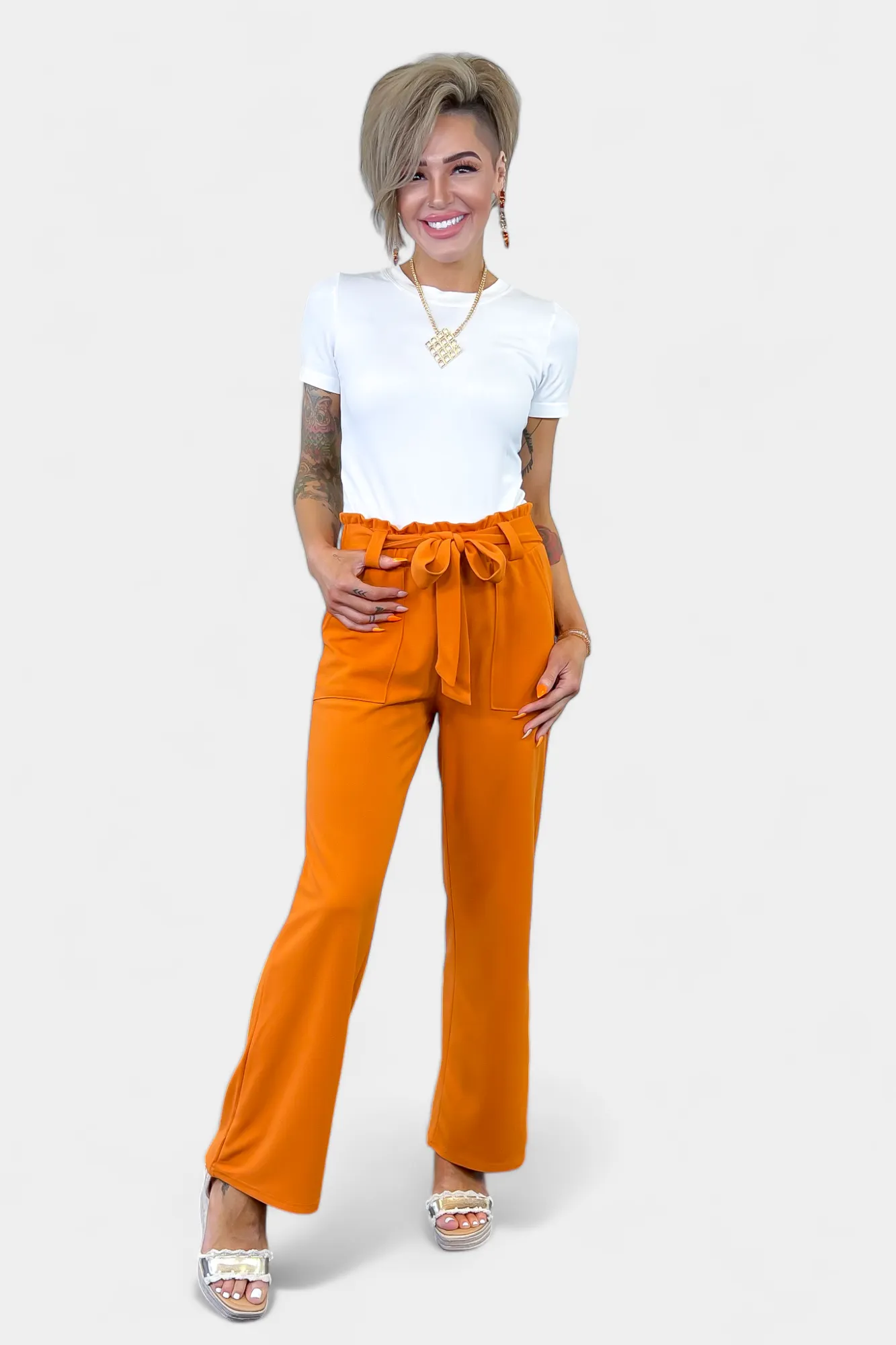 Knit Tie Crop Pants