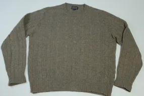 Lands End British Hong Kong Shetland Wool Vintage 80's Oatmeal Cabled Knit Sweater