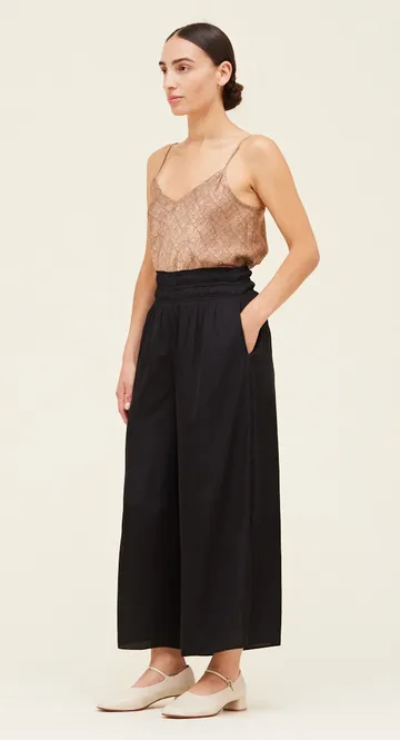 Lenore Smocking Waist Wide Leg Pant in Black - FINAL SALE