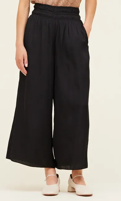 Lenore Smocking Waist Wide Leg Pant in Black - FINAL SALE