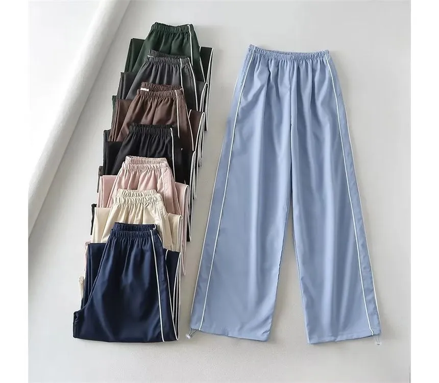 Low Rise Striped Loose-Fit Wide-Leg Sweatpants dd23