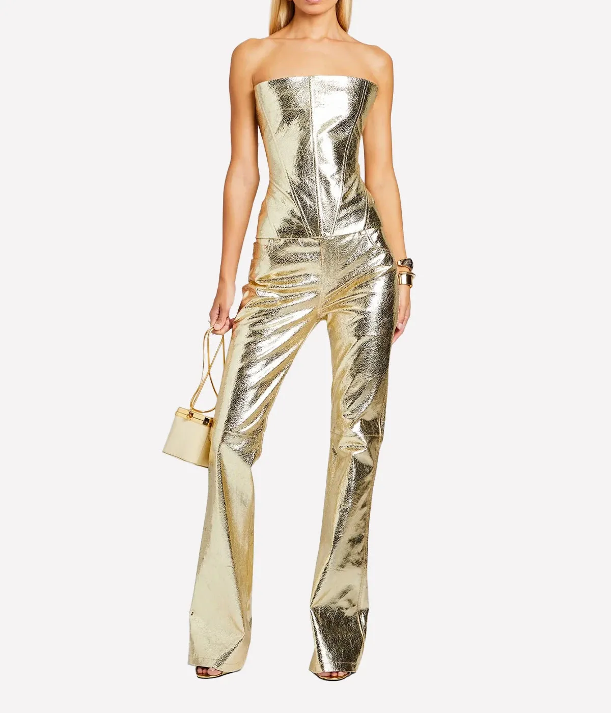 Lynx Leather Pant in Gold