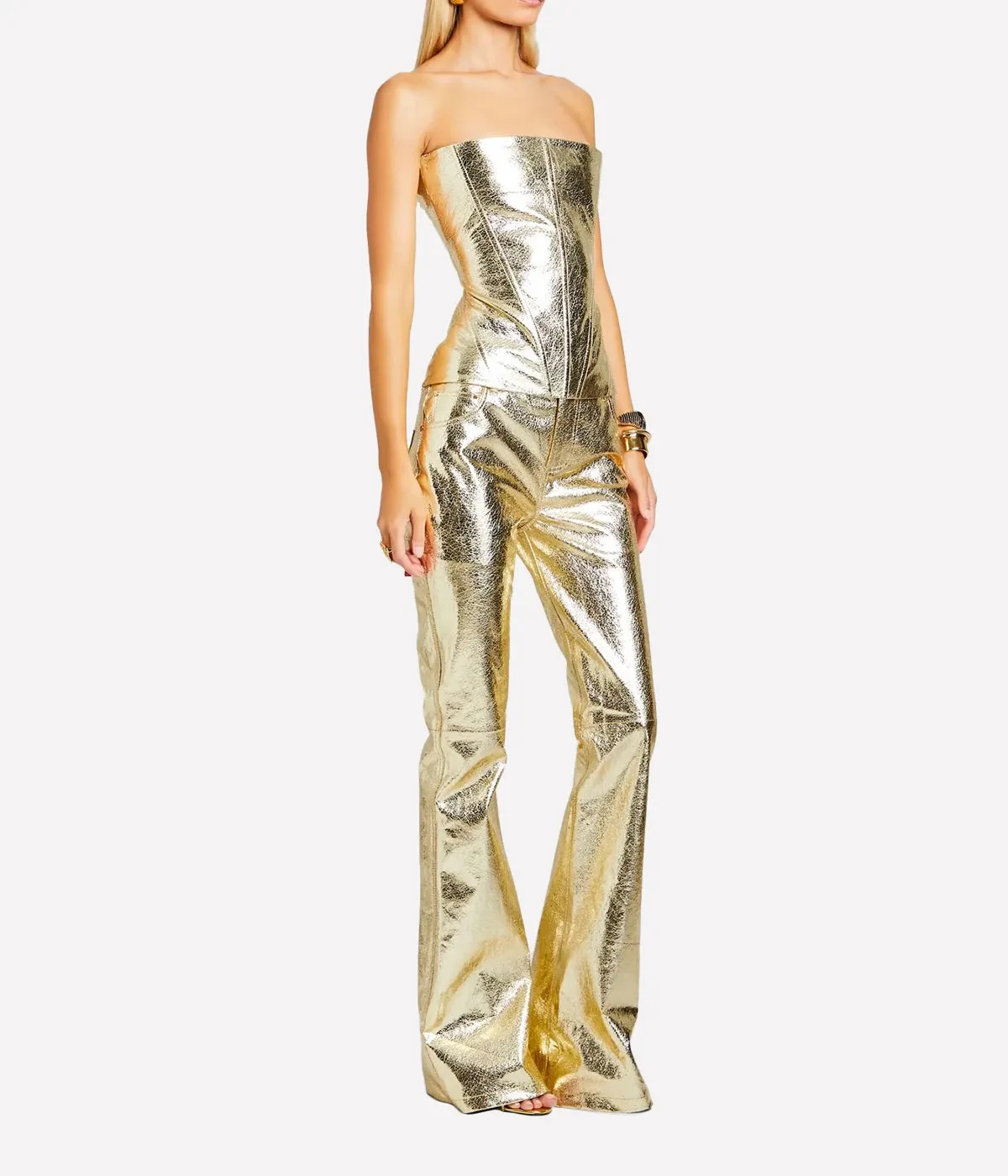 Lynx Leather Pant in Gold