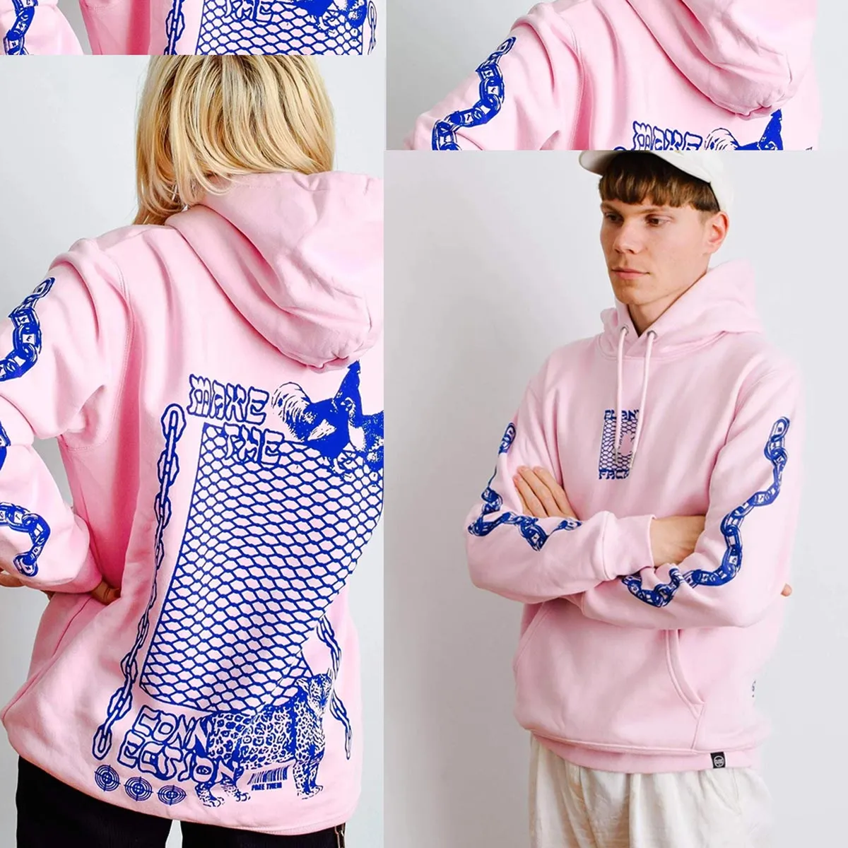 Make The Connection Hoodie - Pink x Blue - ORGANIC X RECYCLED