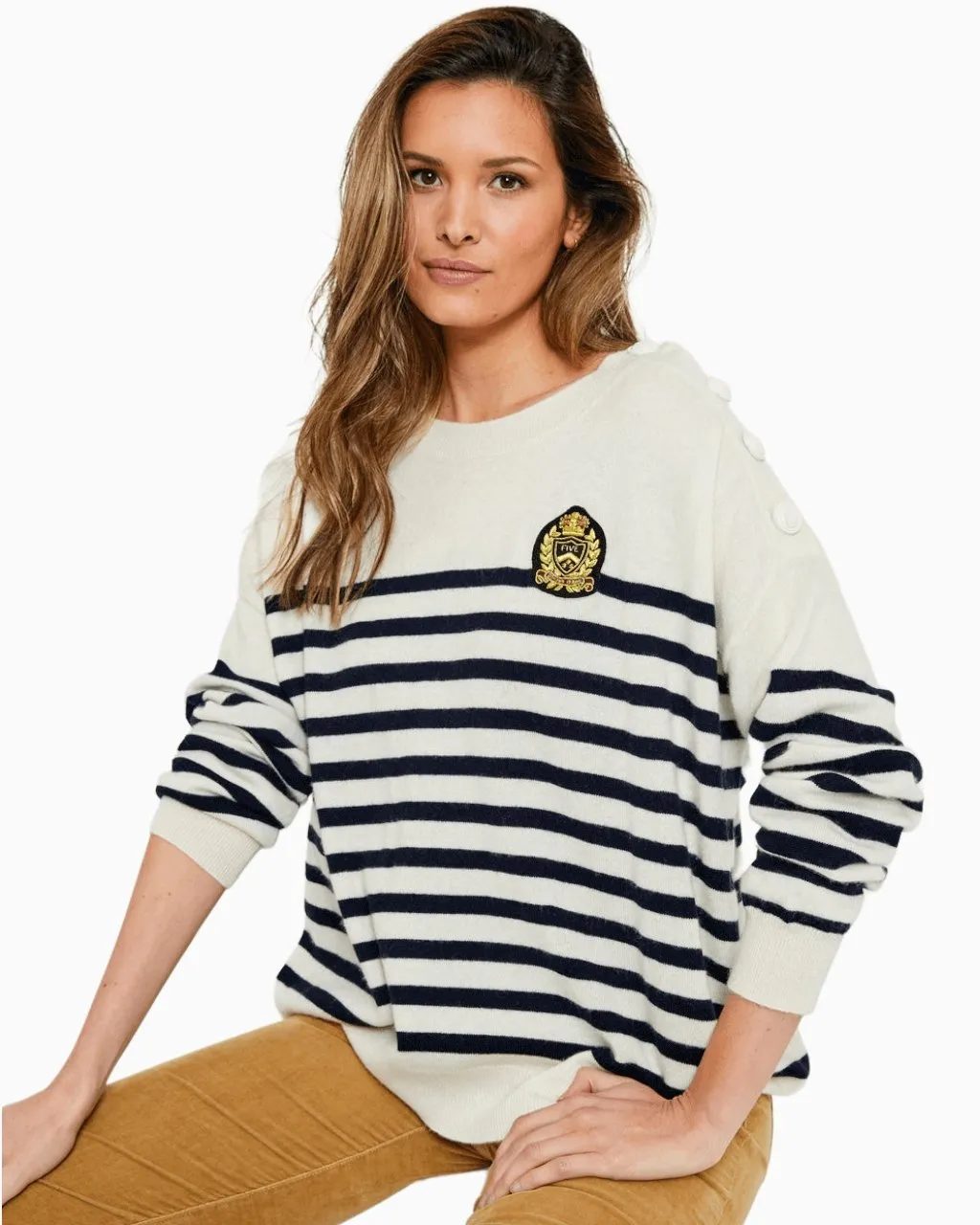 Mariniere Cashmere Sweater | Ecru